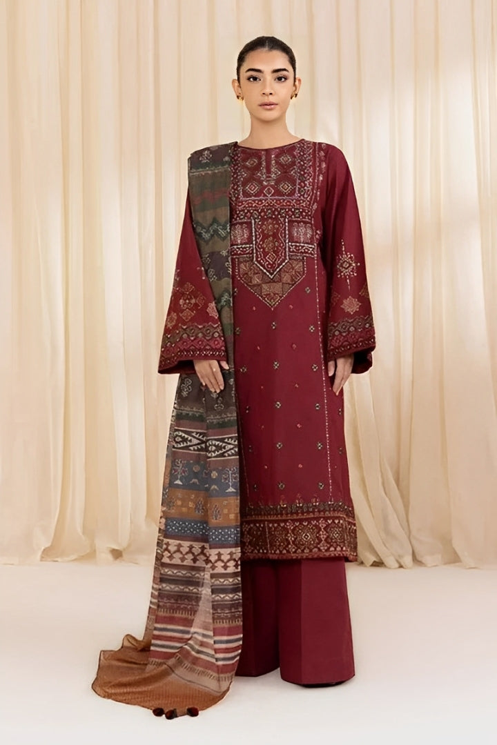 Sapphire 302 – Luxe Dhanak Suit with Rich Embroidery & Wool Dupatta