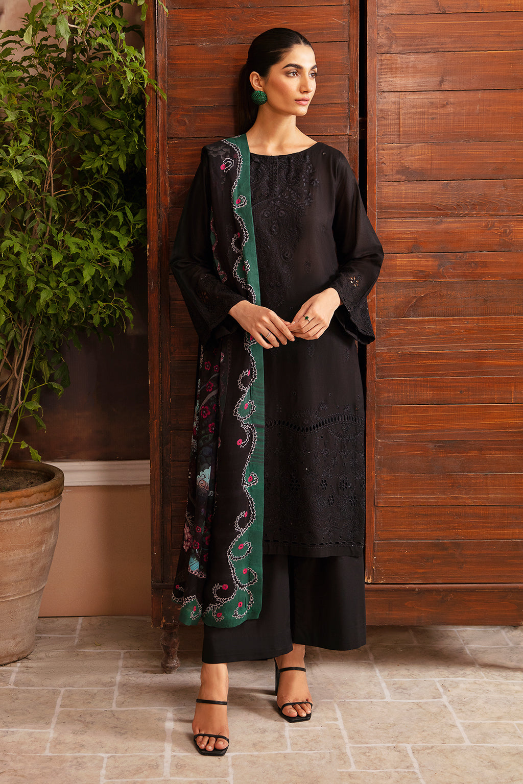 Premium 3PC Dhanak Suit with Heavy Embroidery & Digital Wool Shawl