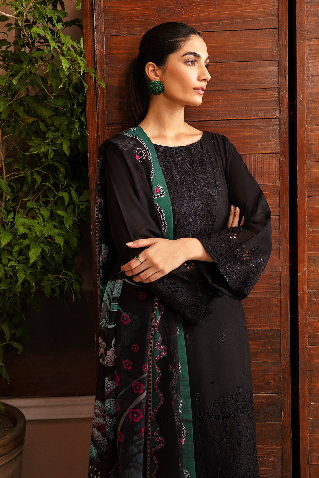 Premium 3PC Dhanak Suit with Heavy Embroidery & Digital Wool Shawl