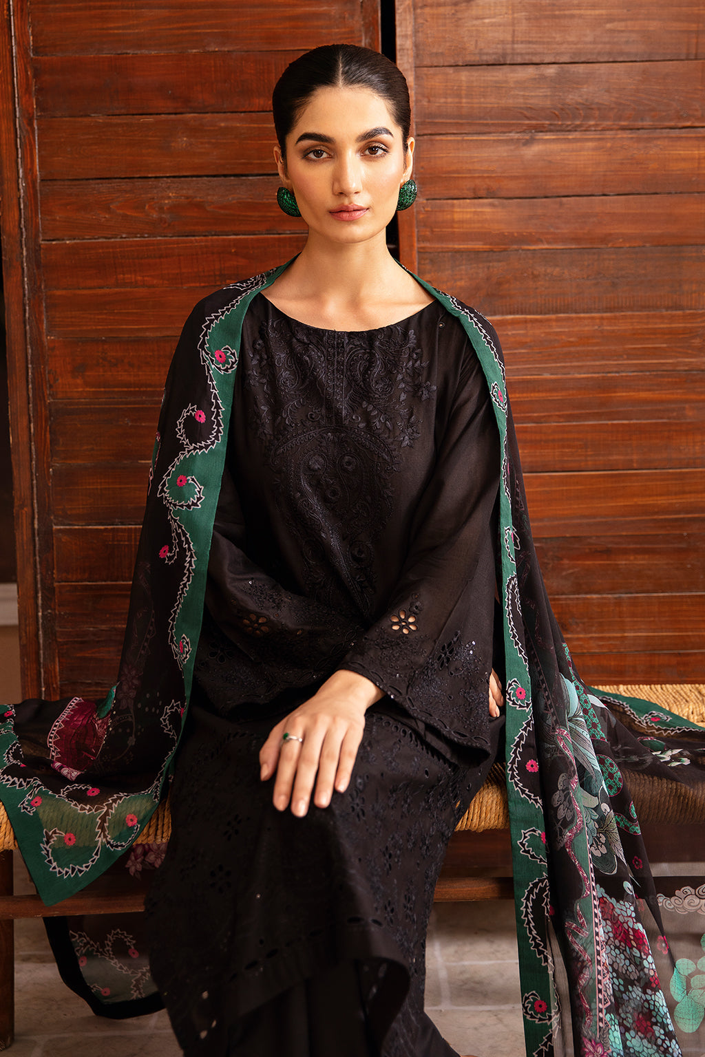 Premium 3PC Dhanak Suit with Heavy Embroidery & Digital Wool Shawl