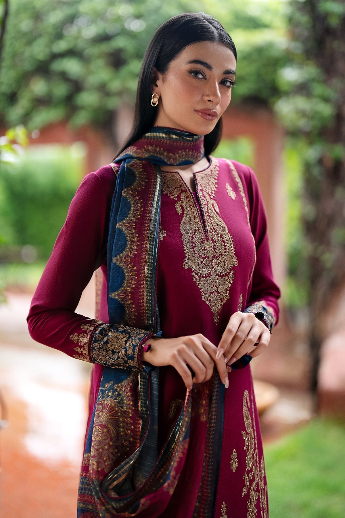 JAZMIN 157 DHANAK – Premium Winter Embroidered Suit with Wool Shawl
