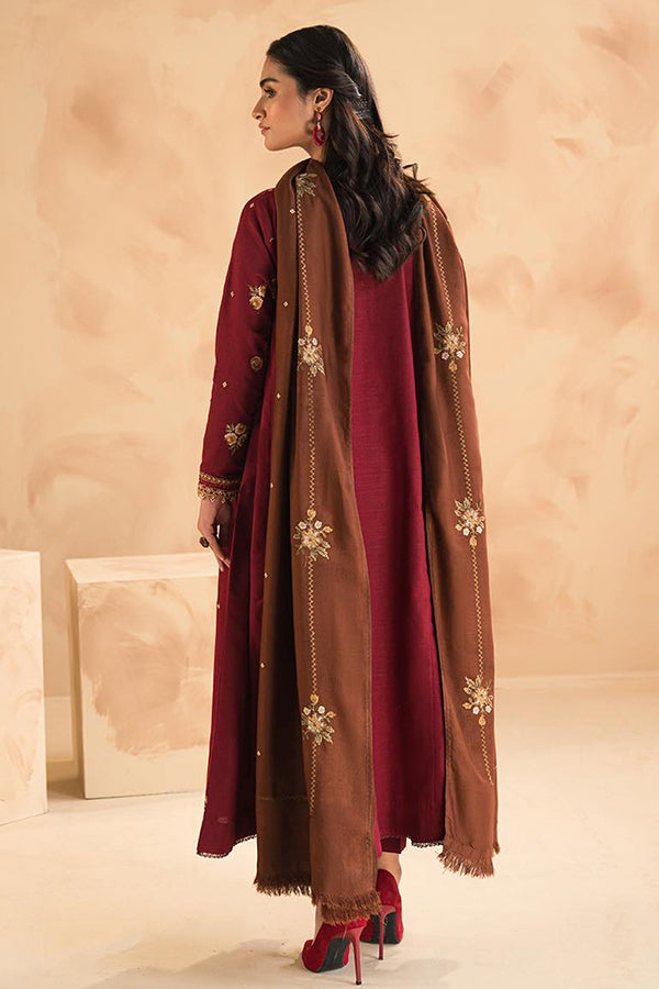 Premium 3PC Dhanak Suit with Full Heavy Embroidery & Dhanak Embroidered Shawl