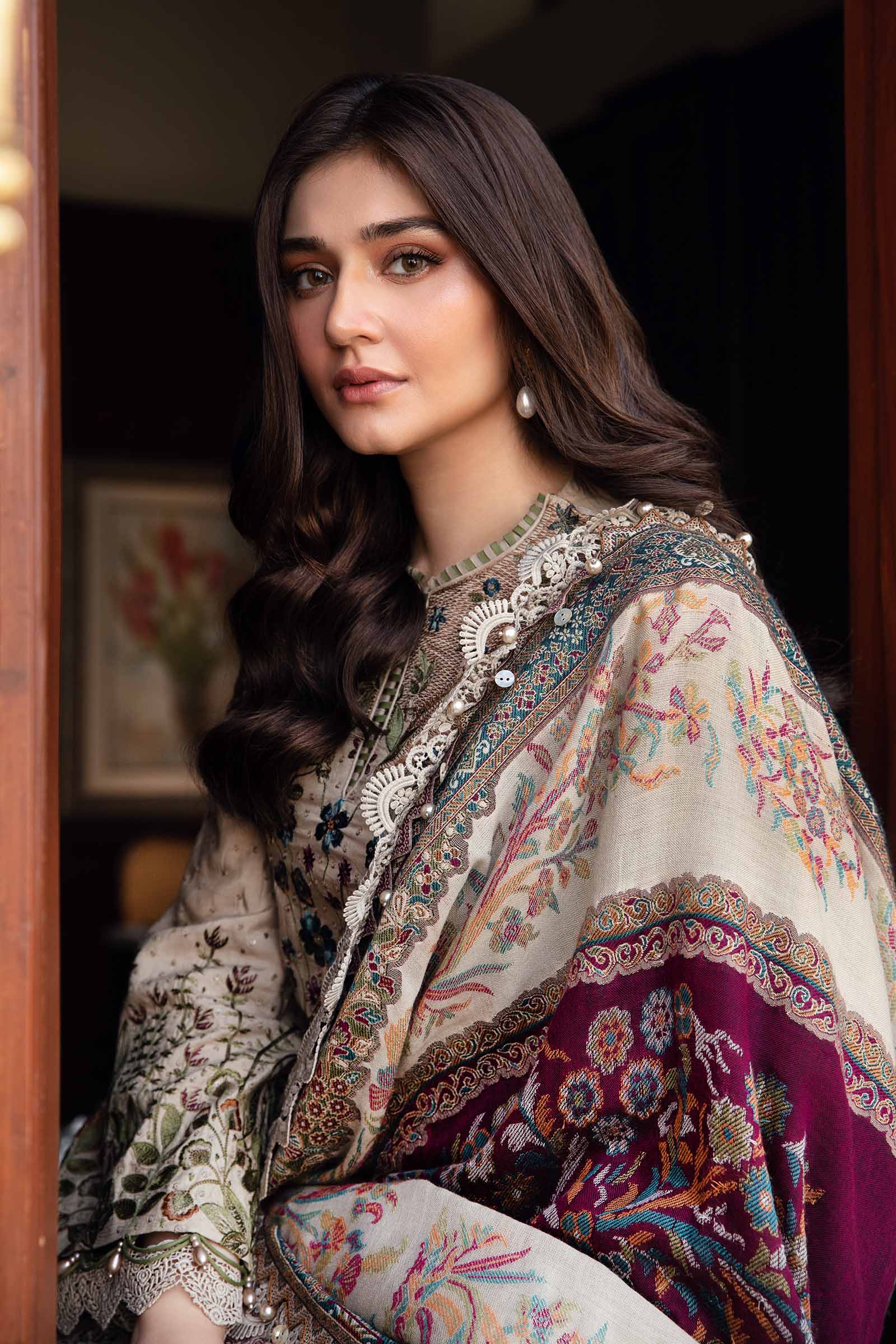 Premium 3PC Dhanak Suit with Full Heavy Embroidery & Digital Wool Shawl