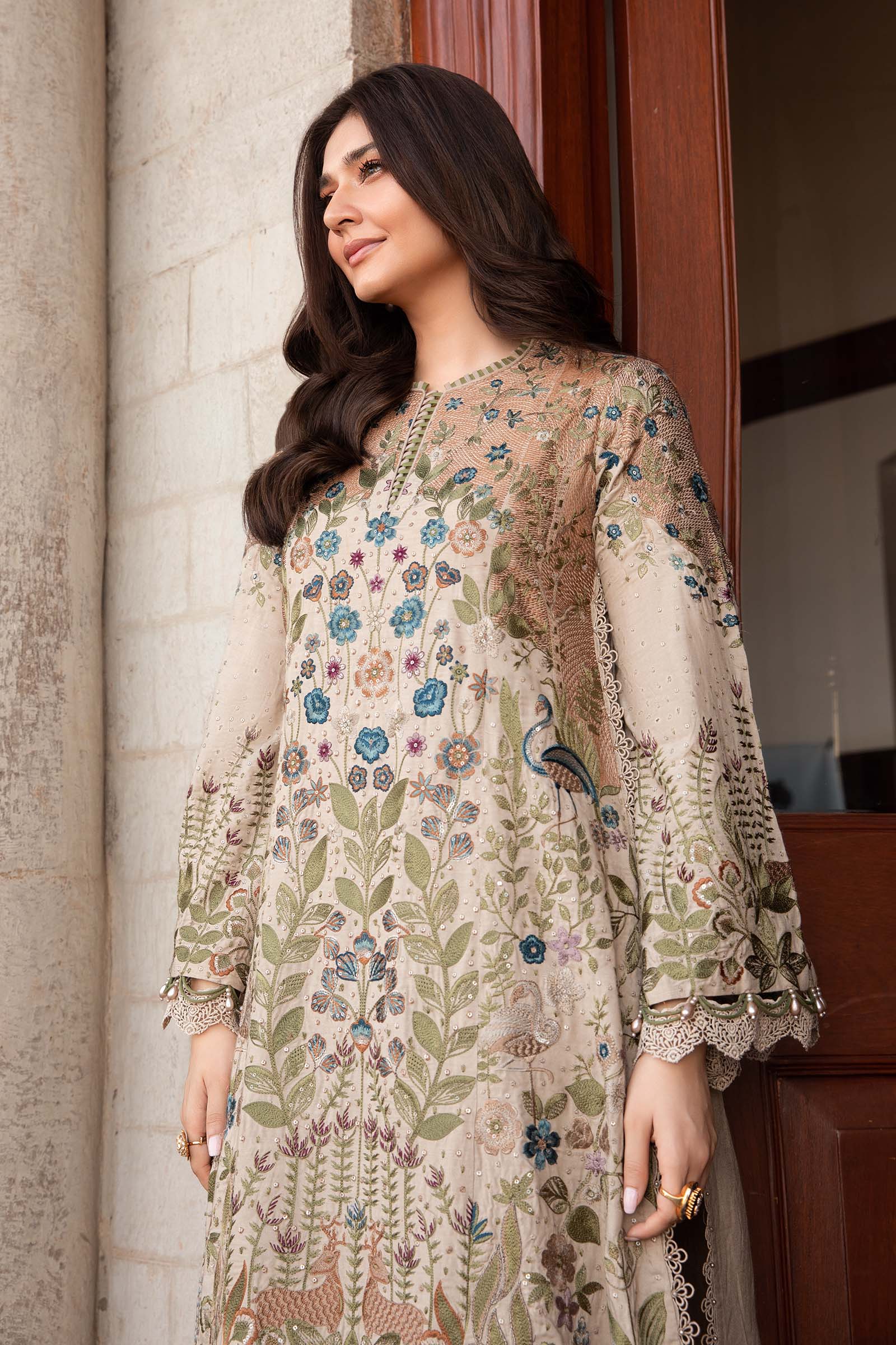 Premium 3PC Dhanak Suit with Full Heavy Embroidery & Digital Wool Shawl