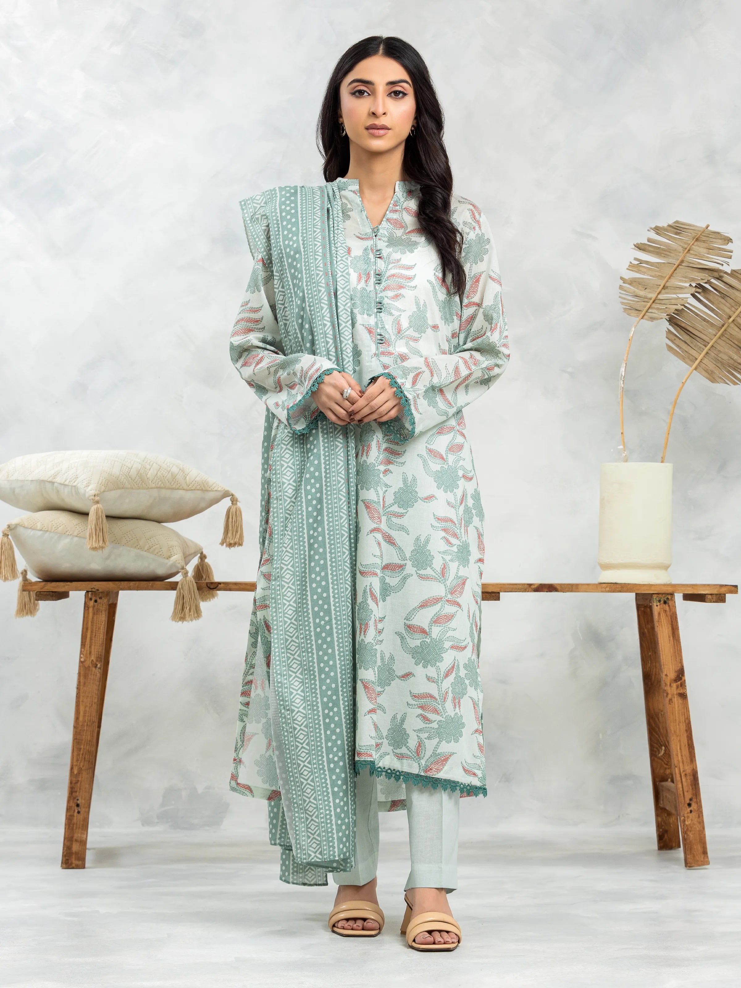 Edenrobe-Linen With Linen Dupatta