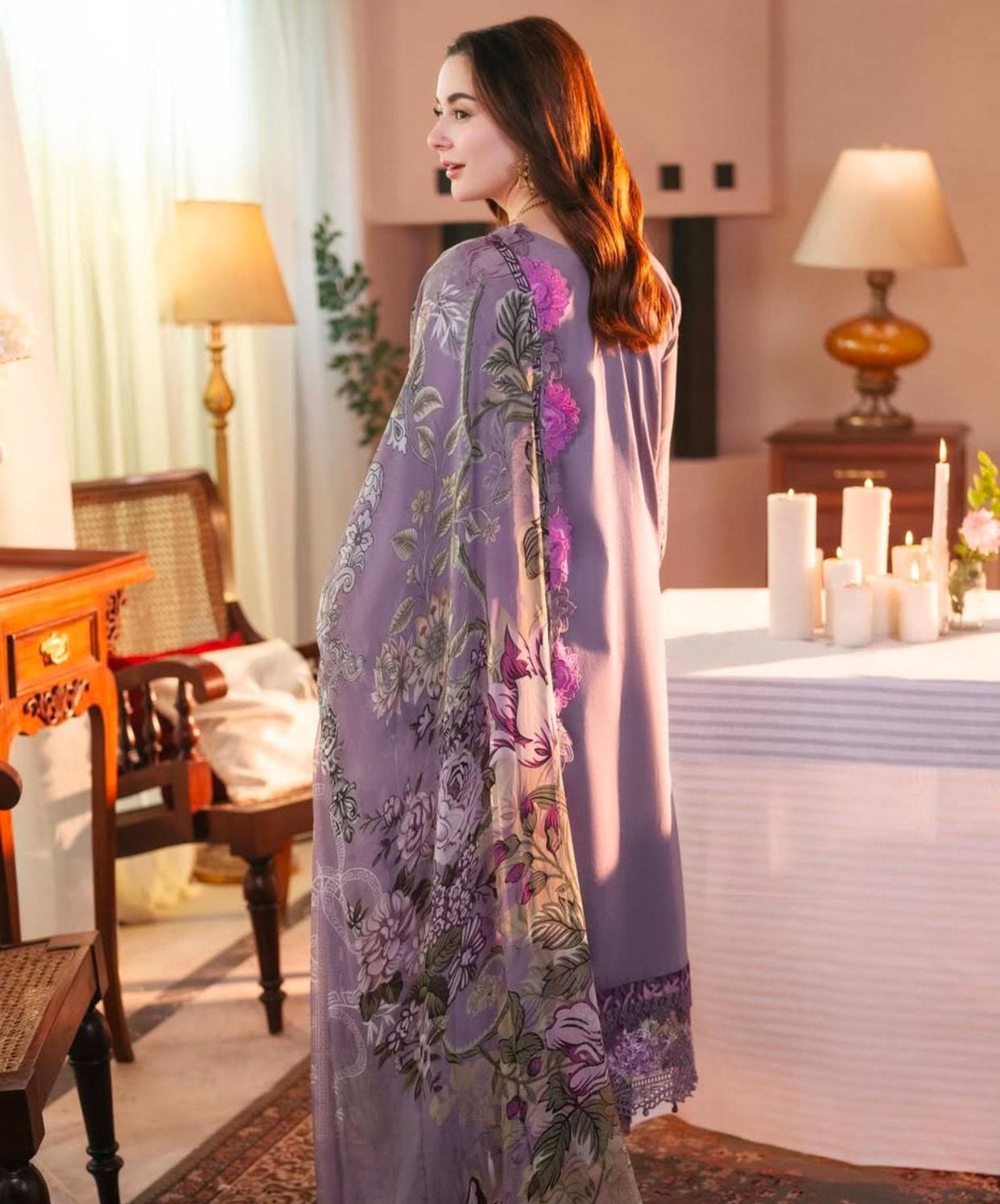 3PC Premium Dhanak Suit with Digital Wool Shawl & Heavy Embroidery