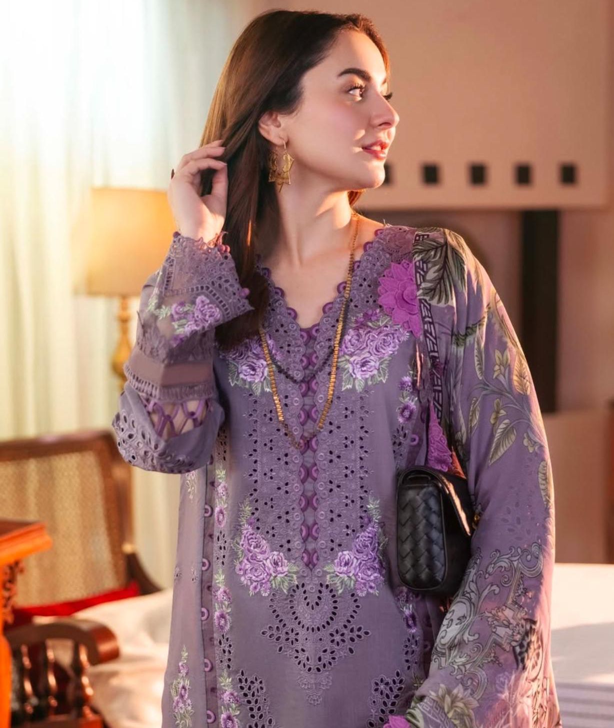 3PC Premium Dhanak Suit with Digital Wool Shawl & Heavy Embroidery