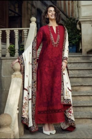 Premium 3PC Dhanak Suit with Full Heavy Embroidery & Embroidered Wool Shawl – Winter ‘25
