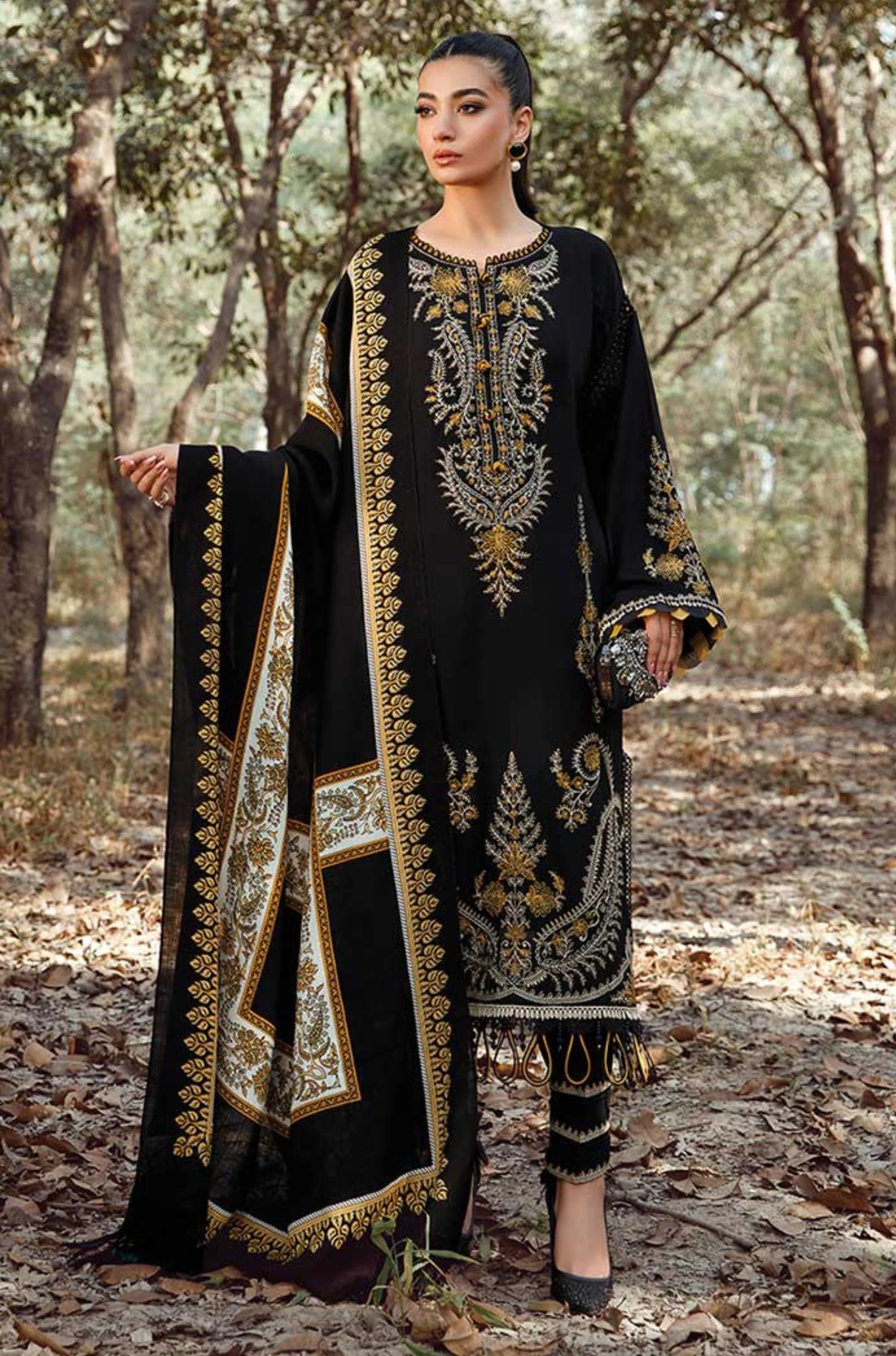 MARIA B - 3PC KHADDAR EMBROIDERED SHIRT