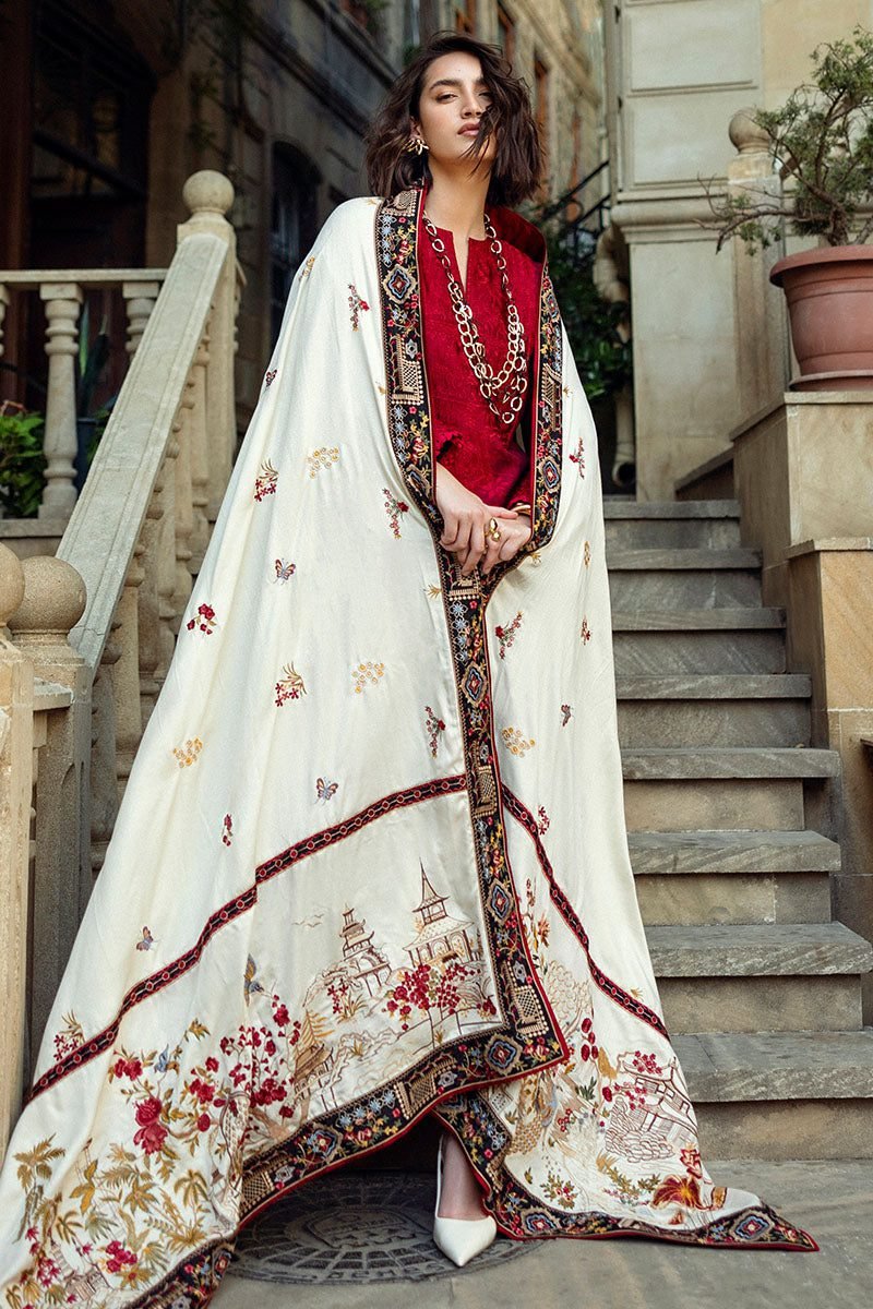 Premium 3PC Dhanak Suit with Full Heavy Embroidery & Embroidered Wool Shawl – Winter ‘25