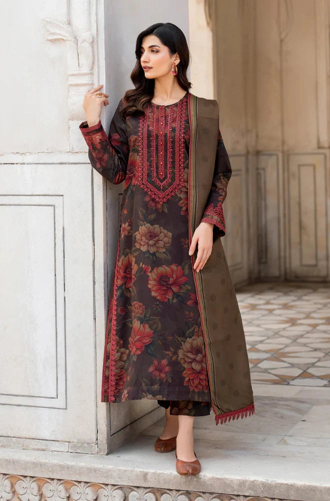 Unstitched Digital  Lawn Fabric -Viscous With Bamber Duppata
