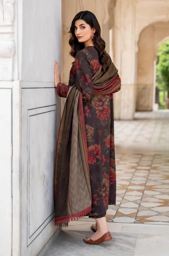 Unstitched Digital  Lawn Fabric -Viscous With Bamber Duppata