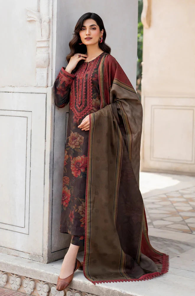 Unstitched Digital  Lawn Fabric -Viscous With Bamber Duppata