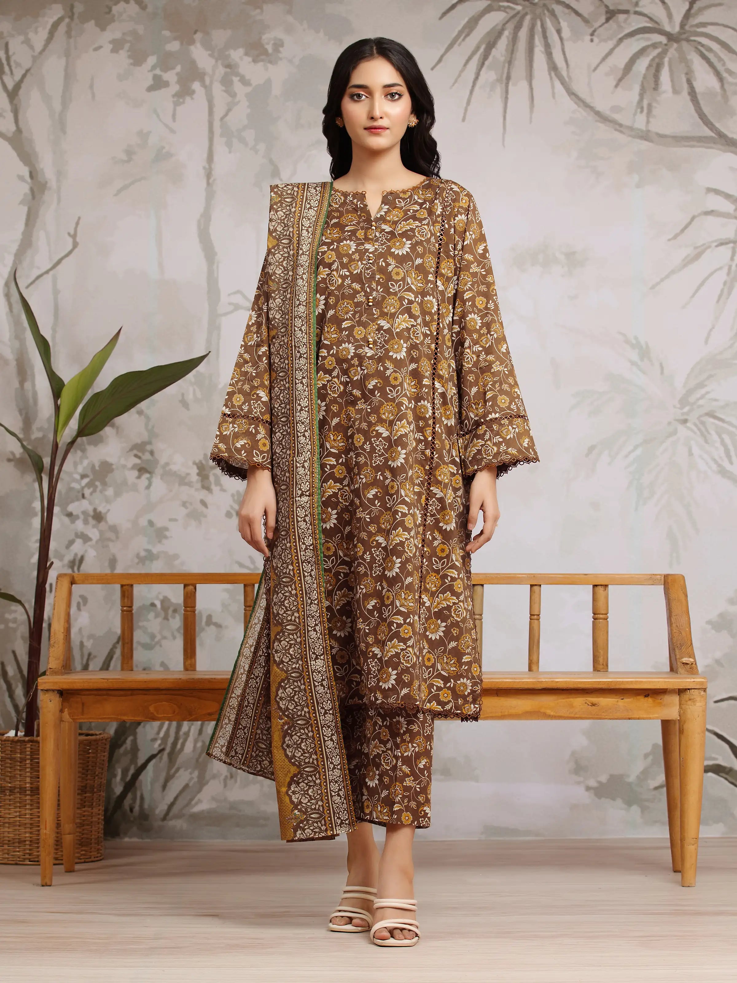 edenrobe-Linen With Linen Duppata