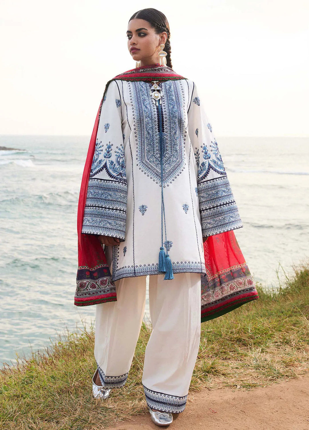 Husain Rehar 293 – Premium Embroidered Dhanak Suit with Wool Dupatta