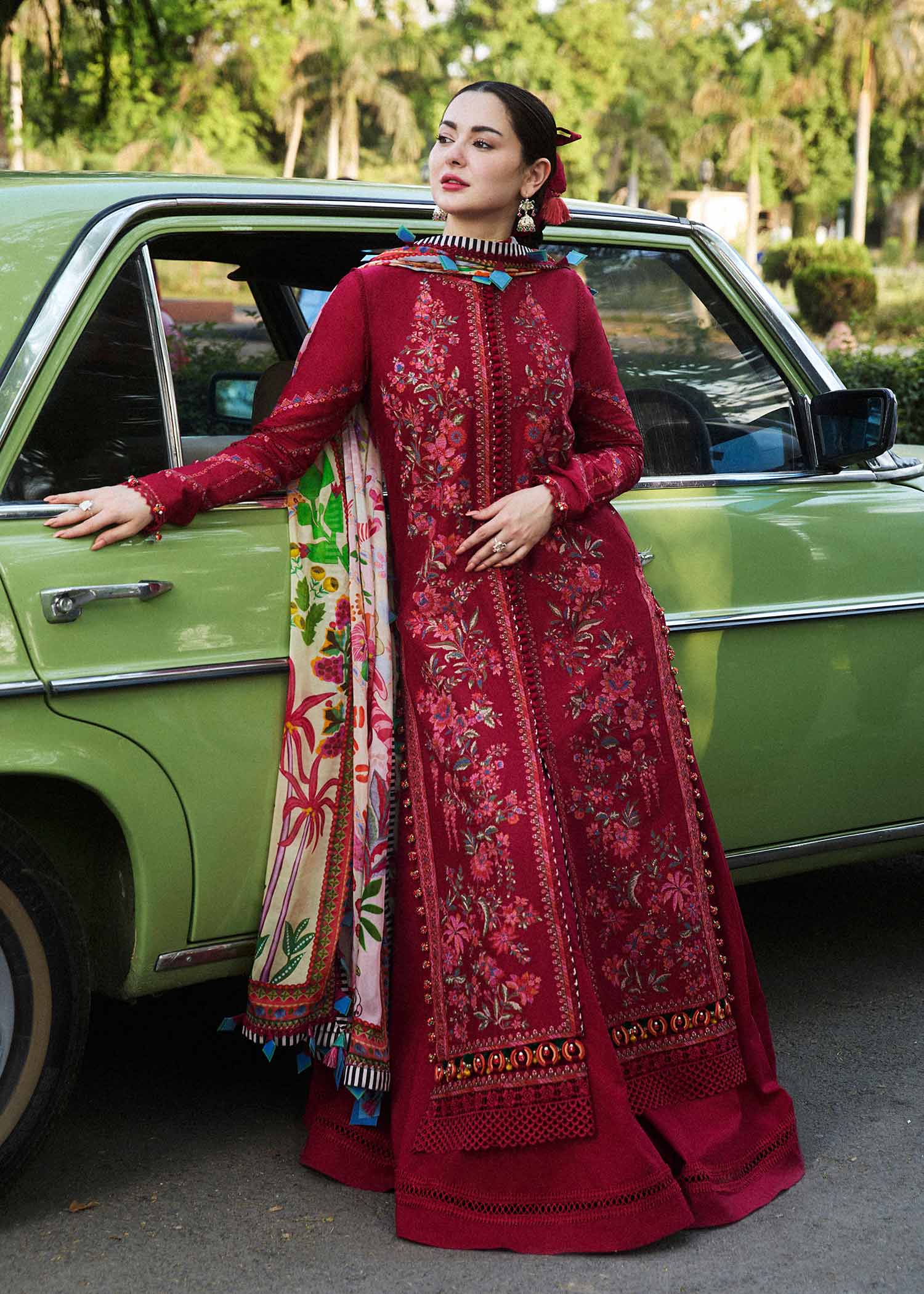 Premium 3PC Dhanak Suit with Full Heavy Embroidery & Digital Wool Shawl