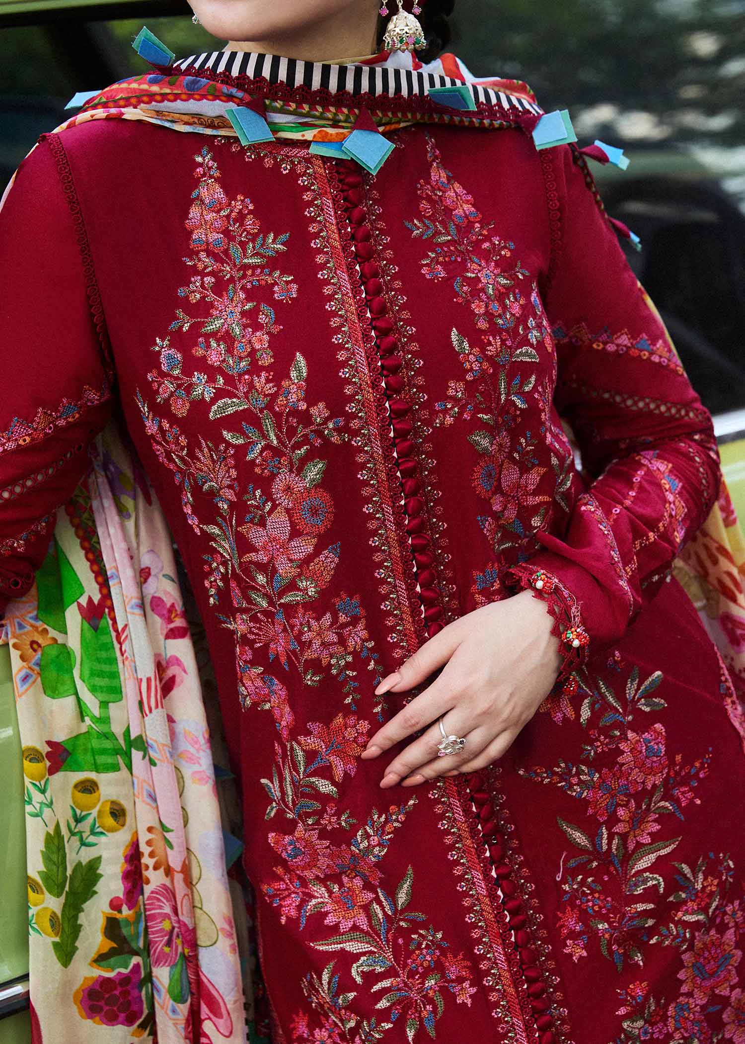 Premium 3PC Dhanak Suit with Full Heavy Embroidery & Digital Wool Shawl