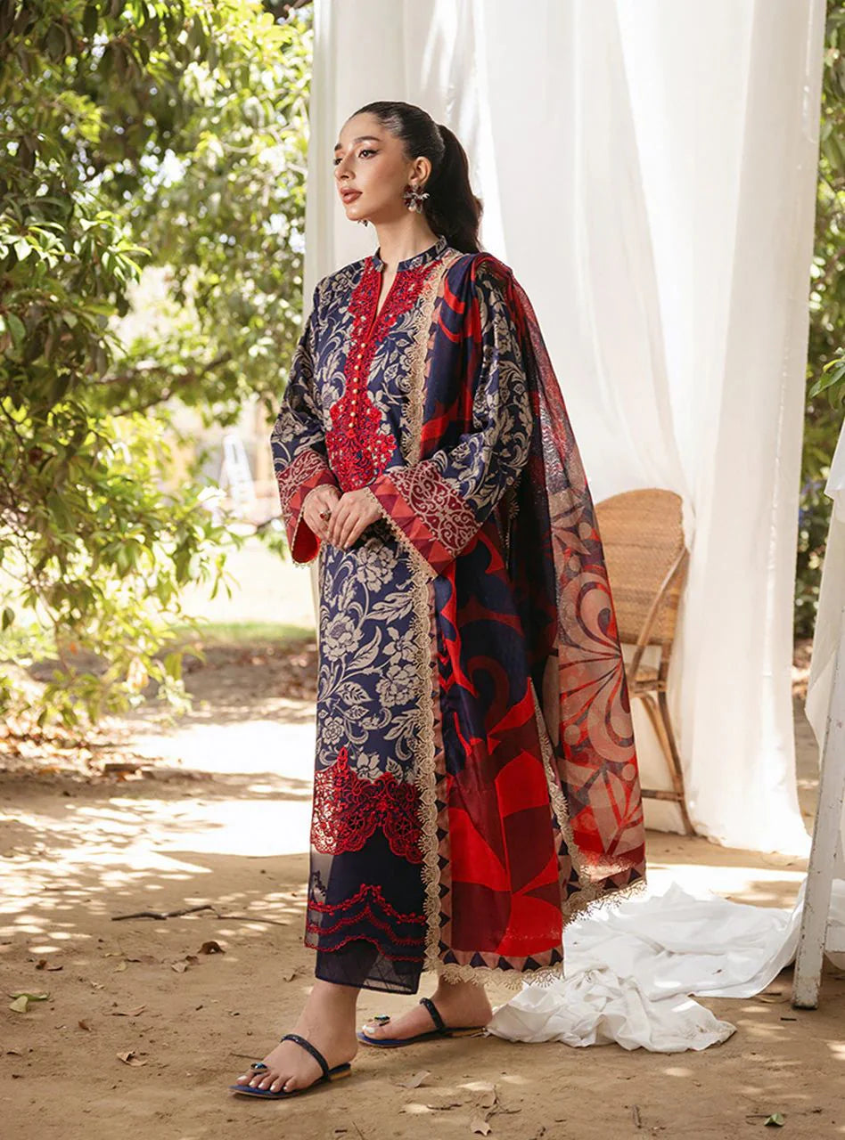 Zainab Chottani Tahra Embroidered-Linen With Linen Duppata