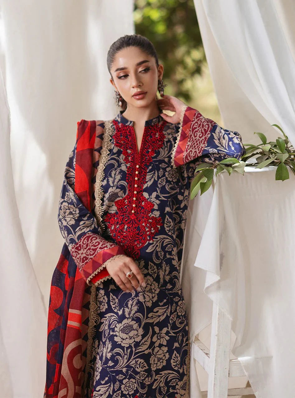 Zainab Chottani Tahra Embroidered-Linen With Linen Duppata