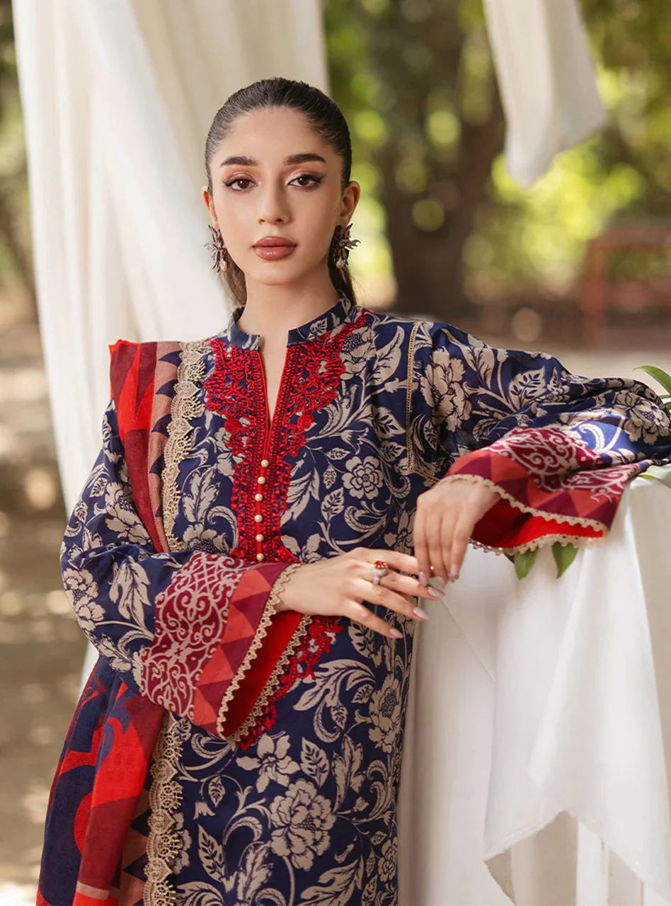 Zainab Chottani Tahra Embroidered-Linen With Linen Duppata