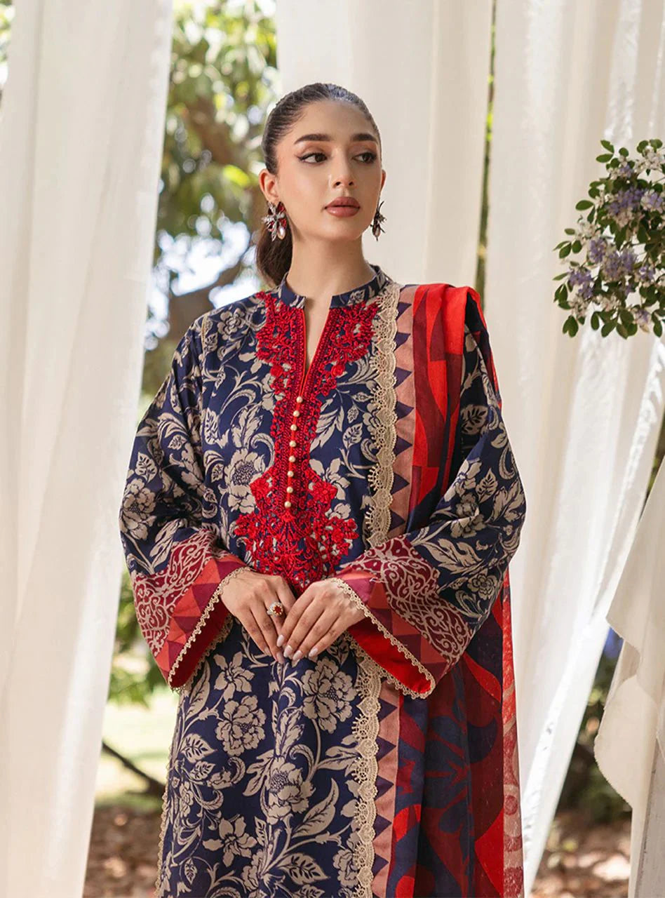 Zainab Chottani Tahra Embroidered-Linen With Linen Duppata