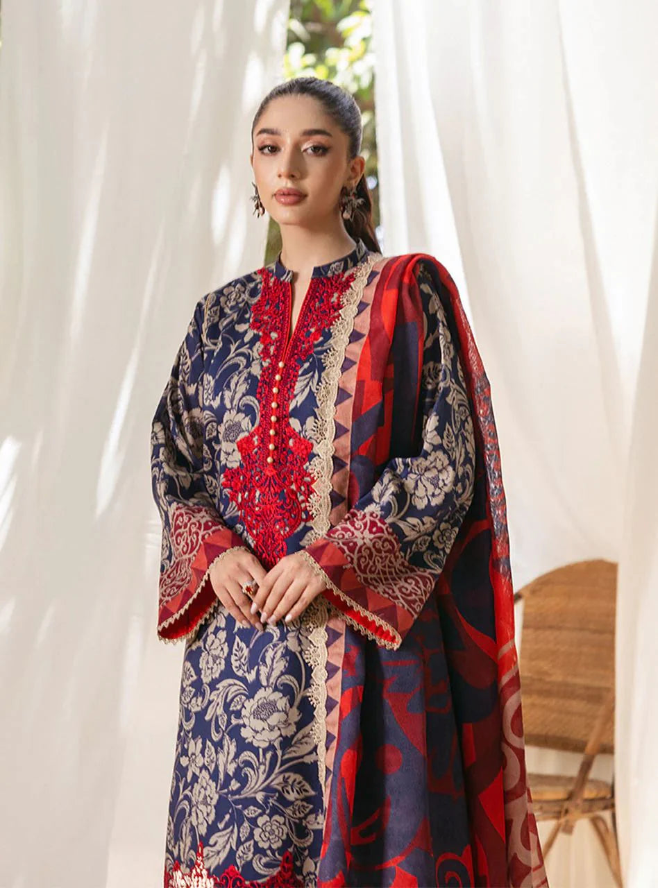 Zainab Chottani Tahra Embroidered-Linen With Linen Duppata