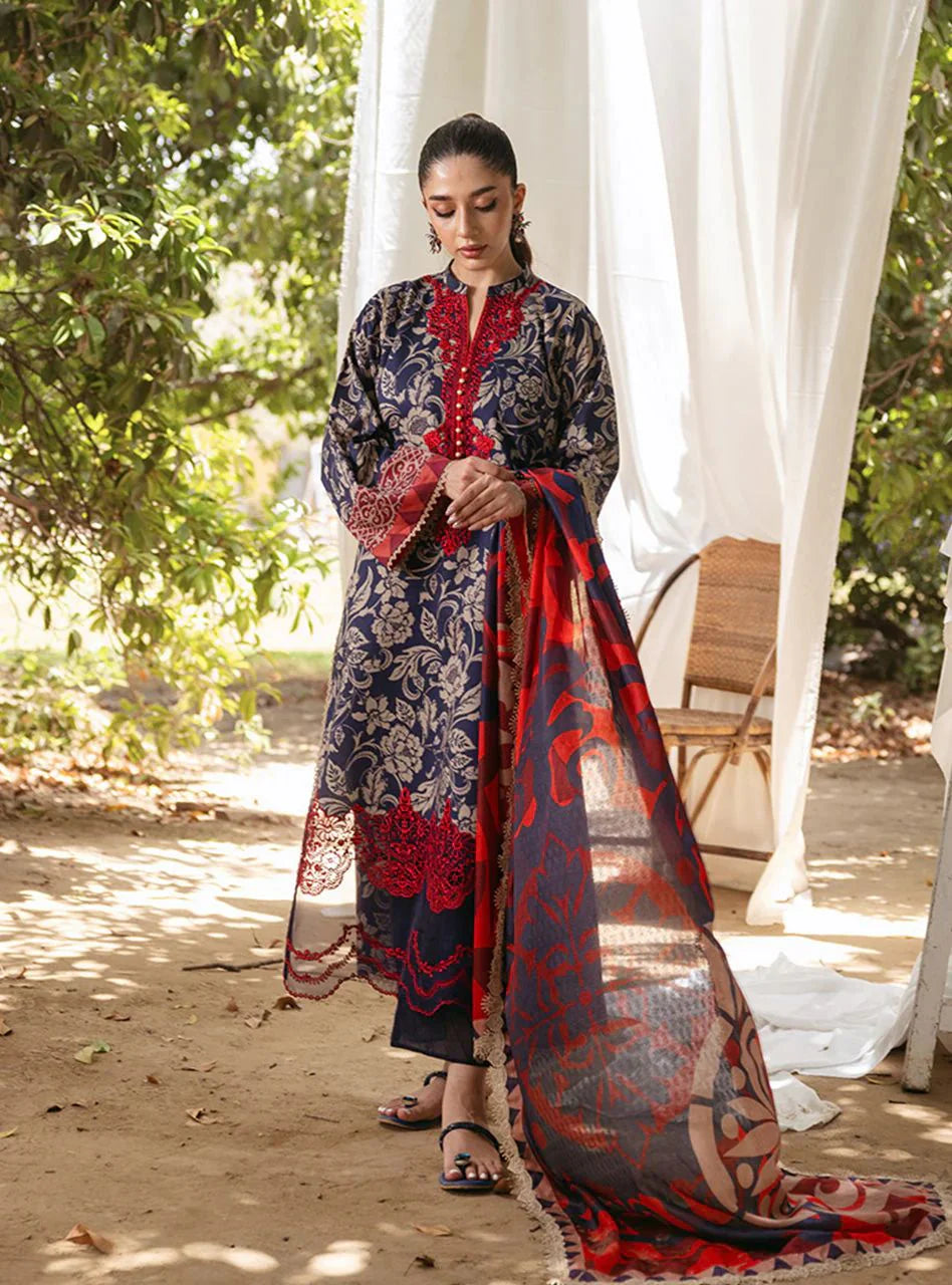 Zainab Chottani Tahra Embroidered-Linen With Linen Duppata