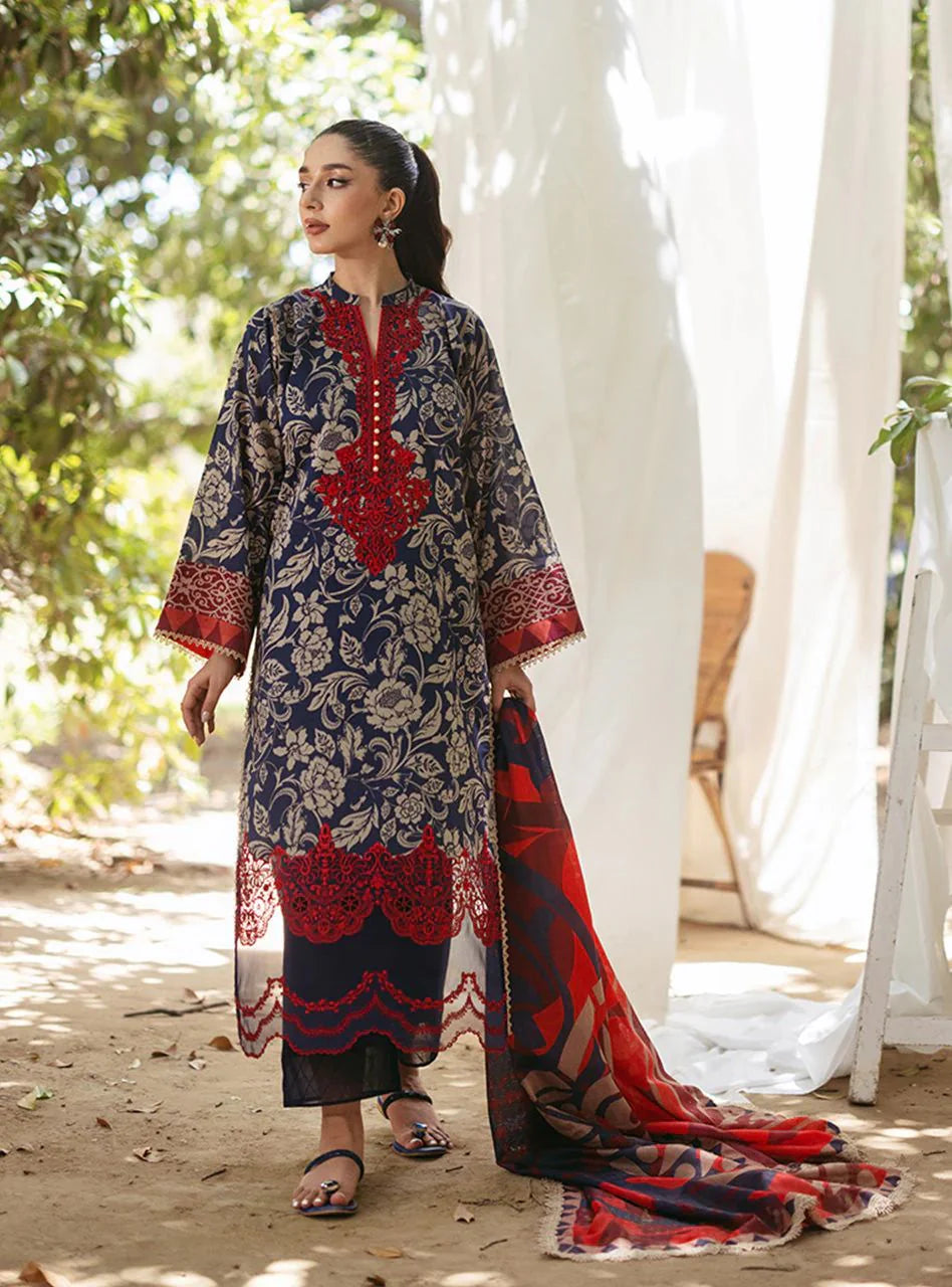 Zainab Chottani Tahra Embroidered-Linen With Linen Duppata