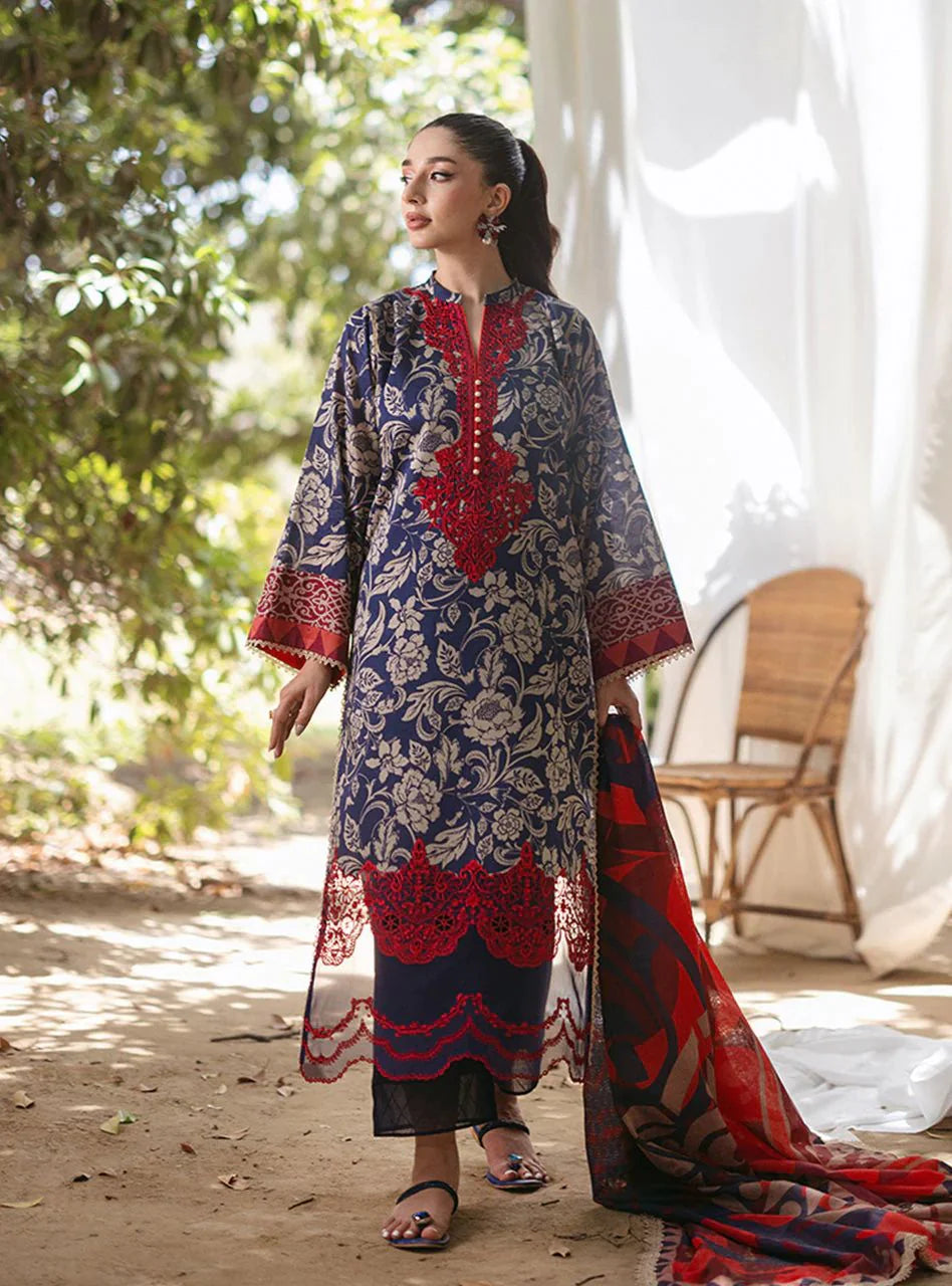Zainab Chottani Tahra Embroidered-Linen With Linen Duppata