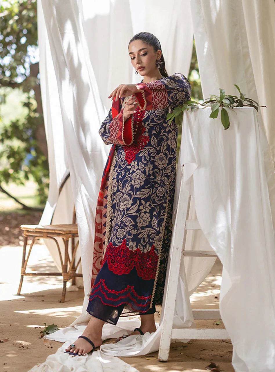 Zainab Chottani Tahra Embroidered-Linen With Linen Duppata