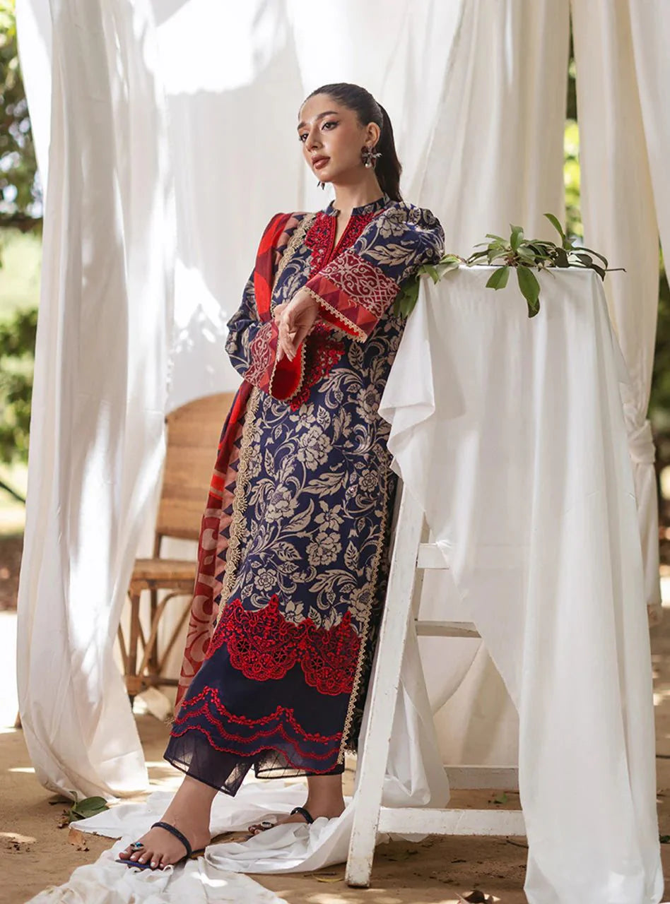 Zainab Chottani Tahra Embroidered-Linen With Linen Duppata
