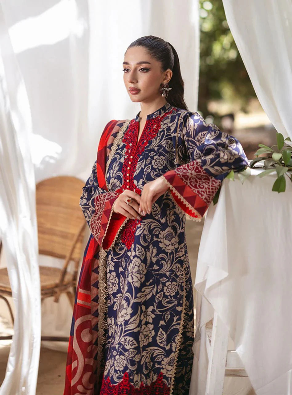 Zainab Chottani Tahra Embroidered-Linen With Linen Duppata